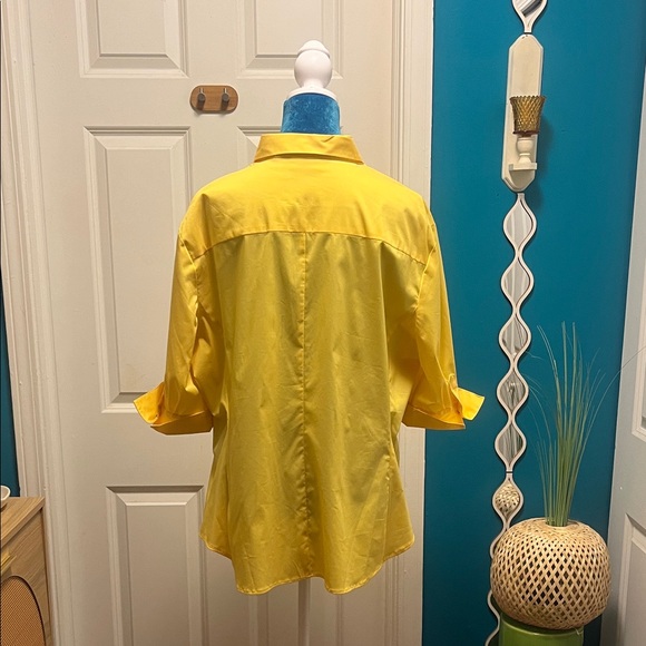 New York & Company Yellow Button Down Shirt - Picture 2 of 7